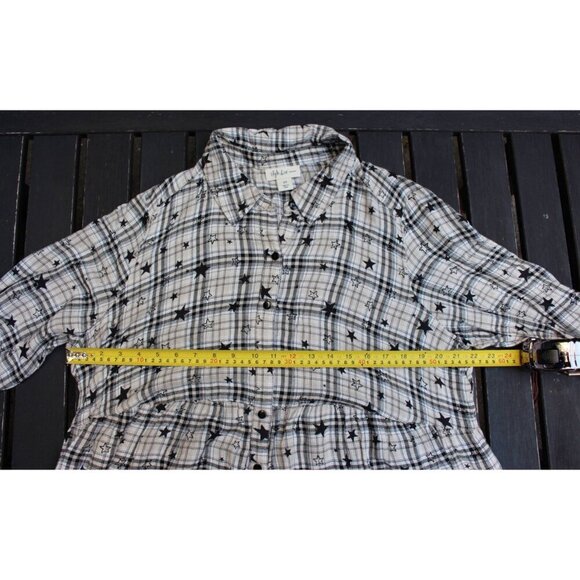 Style and Co - Celestial Plaid (Stars Print) Smock Top - Rayon Flannel, 1X Plus - Picture 7 of 8
